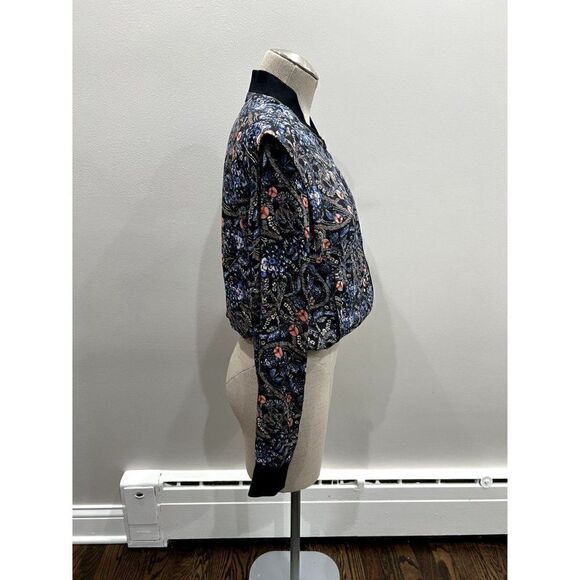 Joe's Jeans Reversible Floral and Sequin Silk Bomber Jacket Size M - Picture 8 of 10